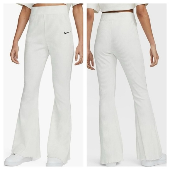 Nike Women's Sportswear High Waisted Ribbed Jersey Pants Ligtht Gray Small - Picture 1 of 10